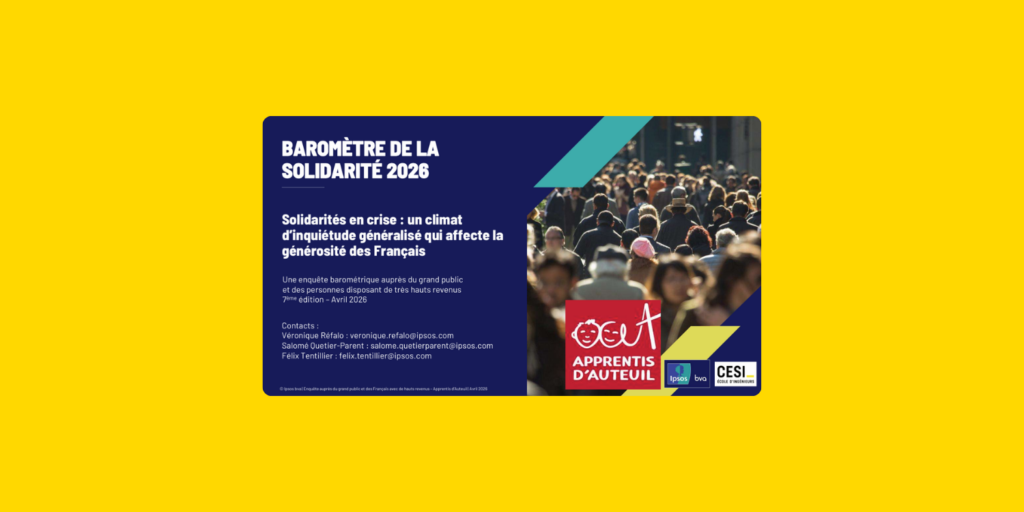 Couverture du Baromètre de la solidarité 2026 des Apprentis d’Auteuil sur l’impact du climat d’inquiétude économique sur la générosité des Français.