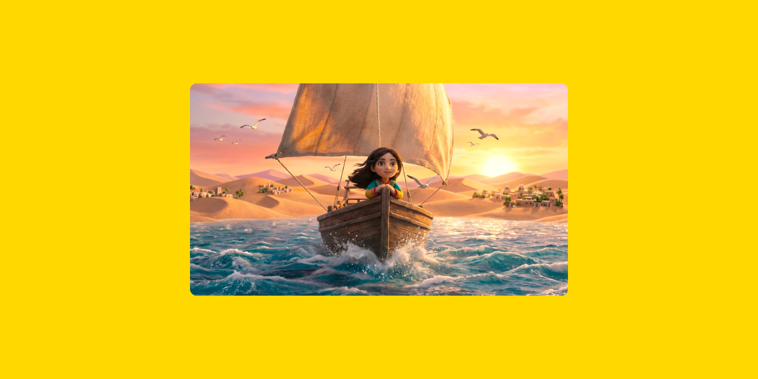 Visuel de L'Odyssée de Nour, nouvelle campagne de l'Armée du Salut, montrant une jeune fille naviguant seule sur un voilier au coucher du soleil, symbole d'espoir et de résilience.